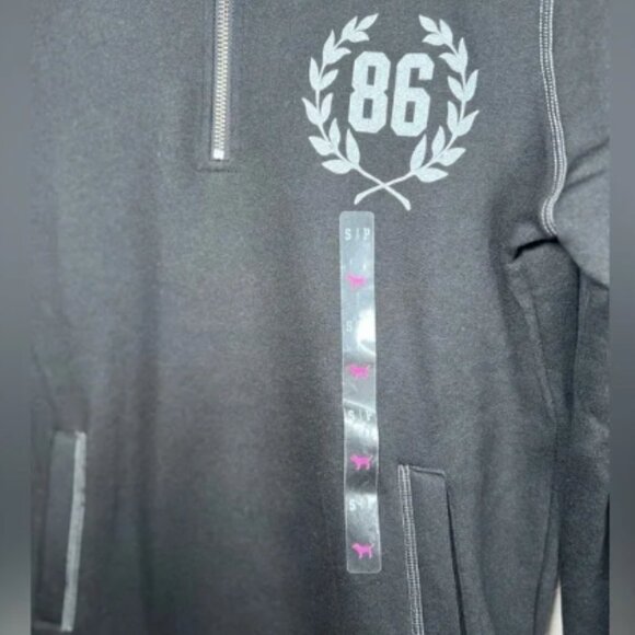 Pink By Victoria Secret NWT Pullover 1/4 Zip Sweater - Small in Black and White - Picture 4 of 9